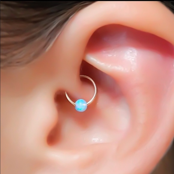 18G Fire Opal Captive Bead Ring CBR Septum Hoop Daith Rook Tragus Snug Earring - Picture 4 of 8